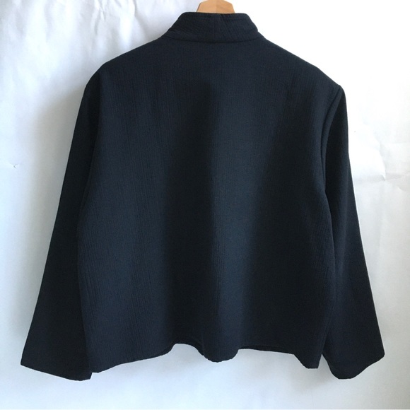 Eileen Fisher Crepe Zip Up Mock Neck Collar Lightweight Jacket Black Large - Picture 15 of 15